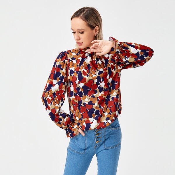 Women's Boho Shirts - Bohemian Chic Fashion Style Tops - Floral Print Shirt - Image 3