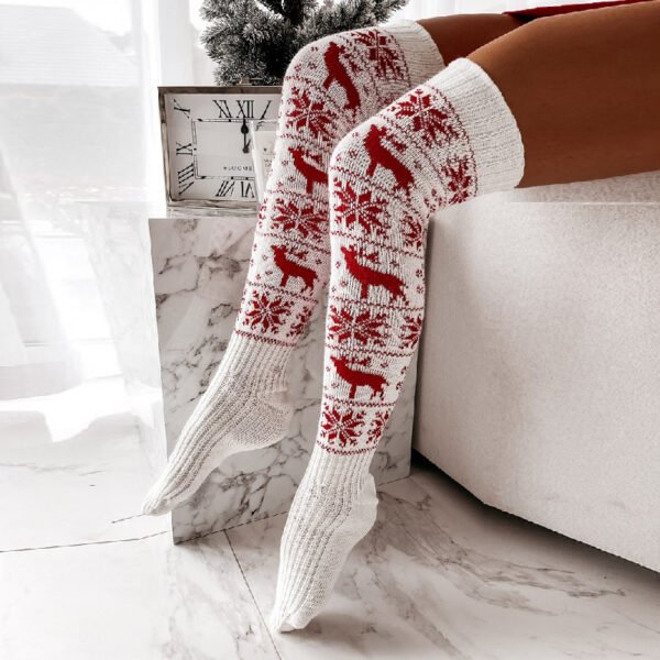 Christmas Stocking - Breathable Christmas Thigh High Socks - Xmas Stocking - Elk Christmas Stocking - Image 4