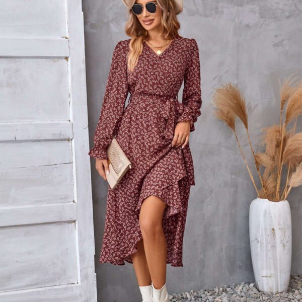 Floral Long Sleeve Dress - Comfy Cute Outfit Flowy Dress - Casual and Comfortable Clothing - Image 6