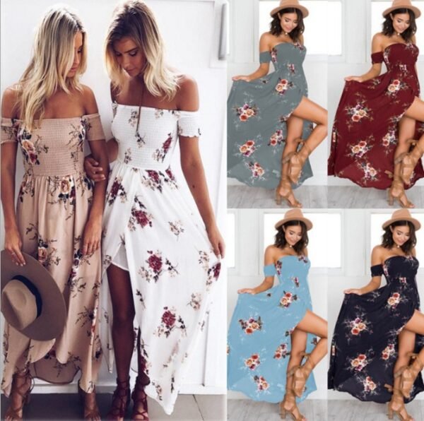 Boho Off The Shoulder Dress - Gorgeous Bohemian Style Women's Long Dress