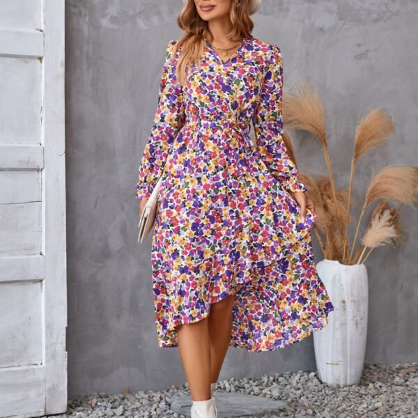 Floral Long Sleeve Dress - Comfy Cute Outfit Flowy Dress - Casual and Comfortable Clothing - Image 9