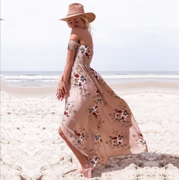 Boho Off The Shoulder Dress - Gorgeous Bohemian Style Women's Long Dress - Image 9