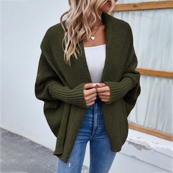 Loose Sweater For Women - Long Knitted Cardigan Sweater for Women - Oversized Batwing Sleeves Sweater - Image 5