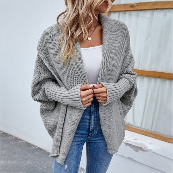 Loose Sweater For Women - Long Knitted Cardigan Sweater for Women - Oversized Batwing Sleeves Sweater - Image 8