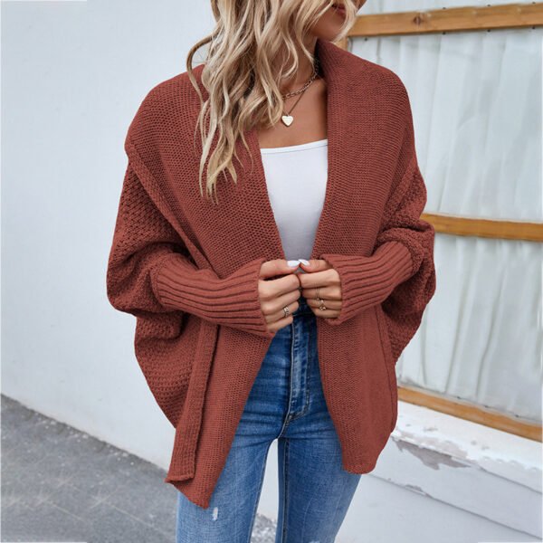 Loose Sweater For Women - Long Knitted Cardigan Sweater for Women - Oversized Batwing Sleeves Sweater - Image 6