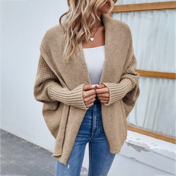 Loose Sweater For Women - Long Knitted Cardigan Sweater for Women - Oversized Batwing Sleeves Sweater - Image 4