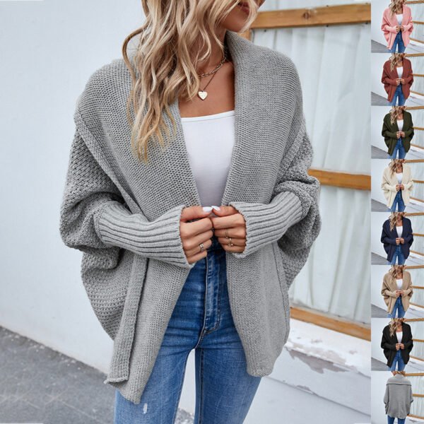 Loose Sweater For Women - Long Knitted Cardigan Sweater for Women - Oversized Batwing Sleeves Sweater