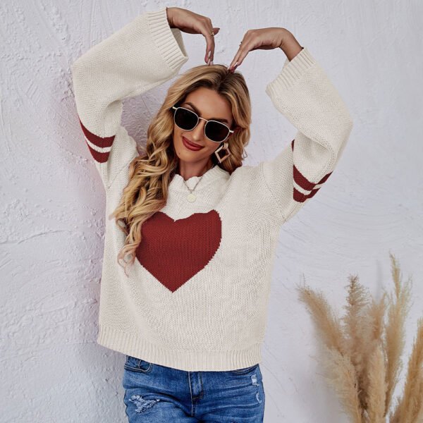 Valentine Love Heart Sweater - Round Neck Full Sleeve Heart Print Sweater - Gift for Her - Image 9