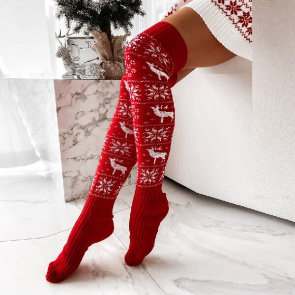 Christmas Stocking - Breathable Christmas Thigh High Socks - Xmas Stocking - Elk Christmas Stocking - Image 2