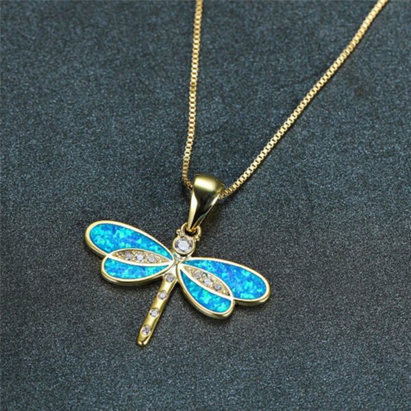 Simulated Opal Dragonfly Ladies' Pendant Necklace - Image 6