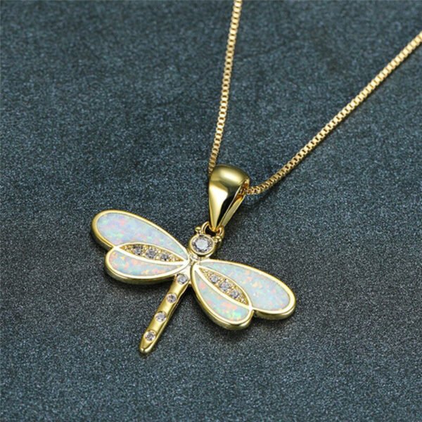 Simulated Opal Dragonfly Ladies' Pendant Necklace - Image 4