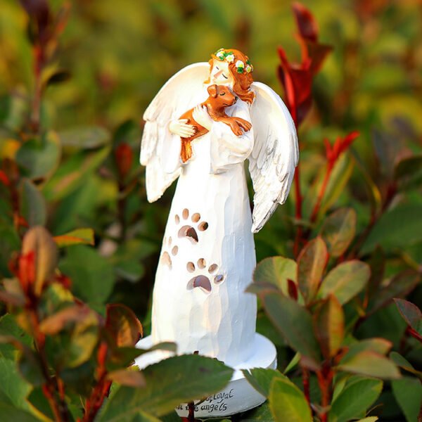 Garden Decor Angel Statue with Dog - Image 7