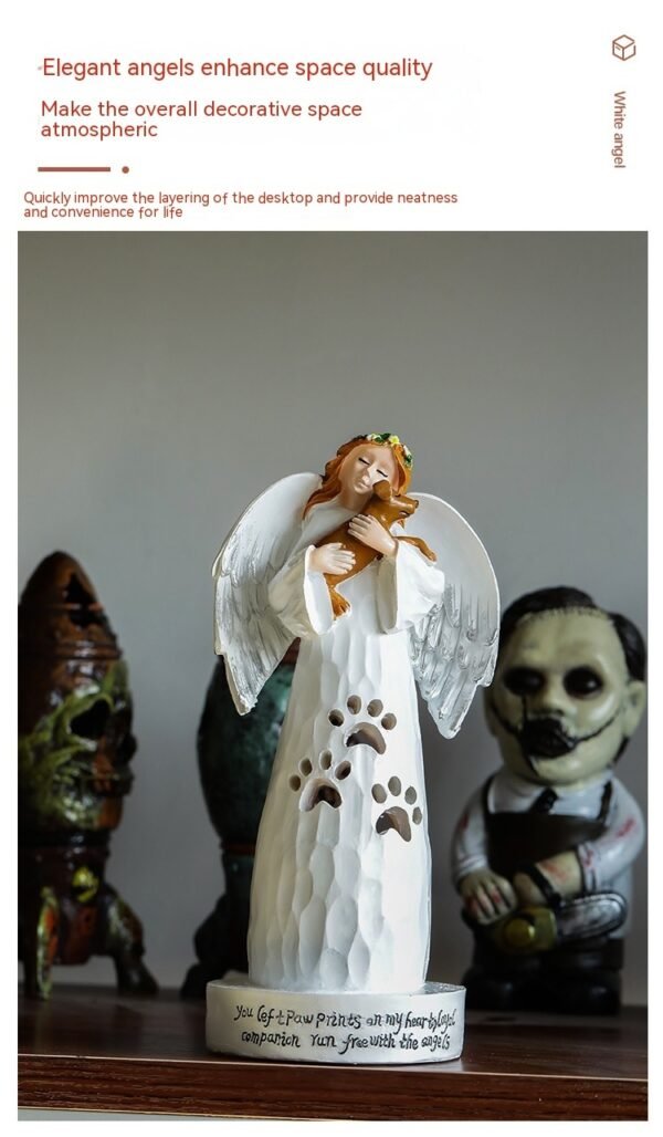 Garden Decor Angel Statue with Dog - Image 6