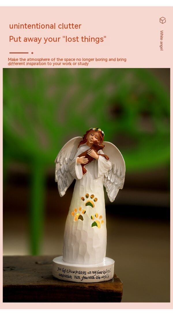 Garden Decor Angel Statue with Dog - Image 5