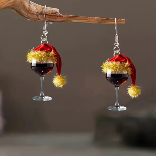 Christmas Hat & Glass Acrylic Earrings