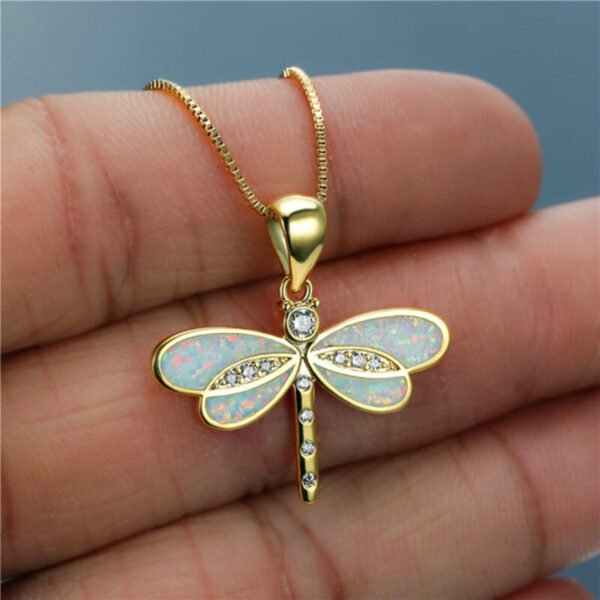 Simulated Opal Dragonfly Ladies' Pendant Necklace - Image 7