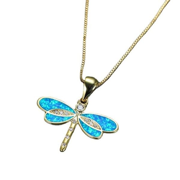 Simulated Opal Dragonfly Ladies' Pendant Necklace - Image 3