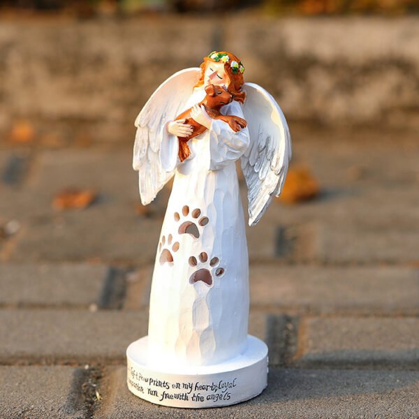 Garden Decor Angel Statue with Dog