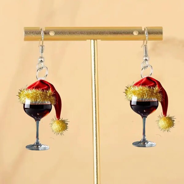 Christmas Hat & Glass Acrylic Earrings - Image 3