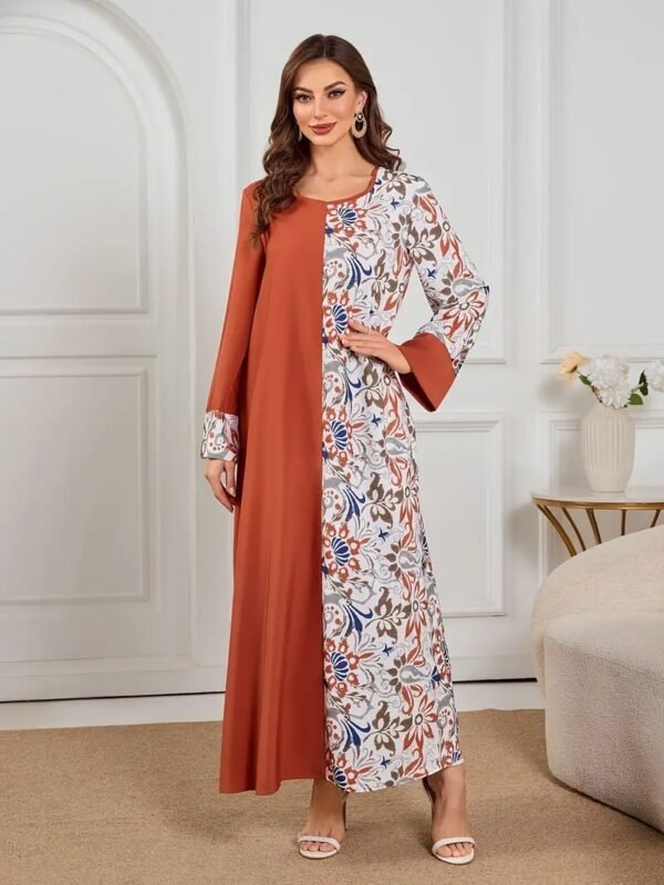 Kaftan Pattern Dress - Elegant Printed Long Maxi Dress - Image 2