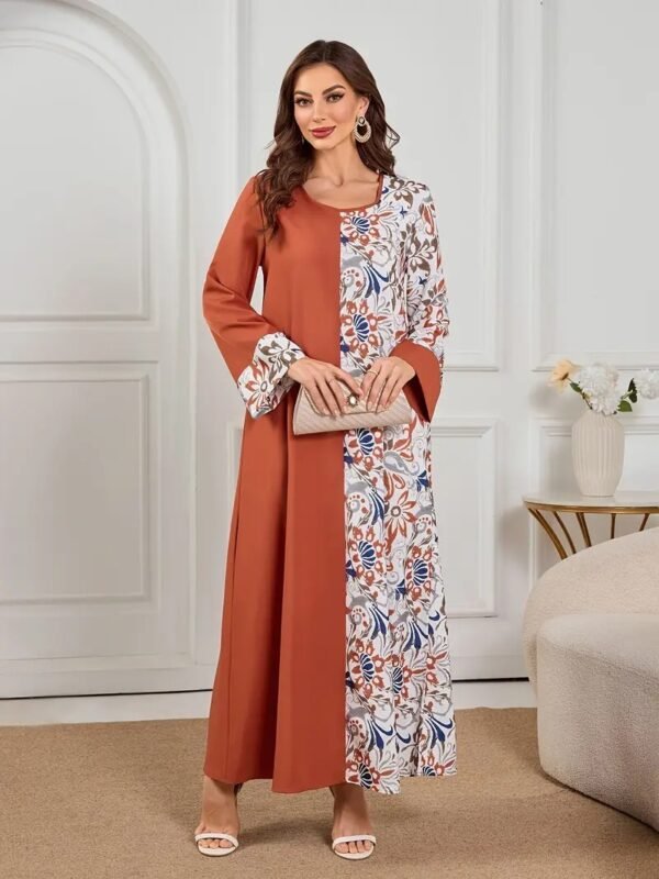 Kaftan Pattern Dress - Elegant Printed Long Maxi Dress - Image 6