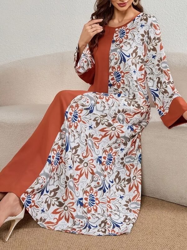 Kaftan Pattern Dress - Elegant Printed Long Maxi Dress - Image 5