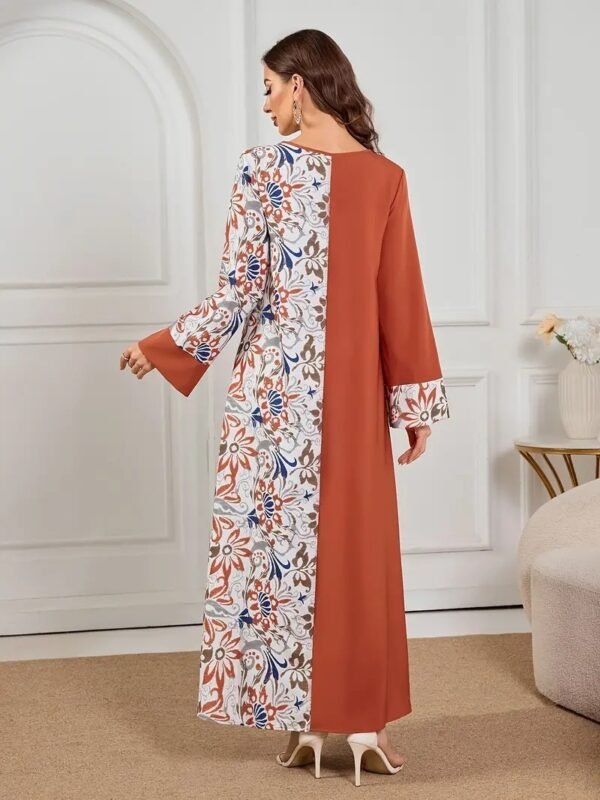 Kaftan Pattern Dress - Elegant Printed Long Maxi Dress - Image 4