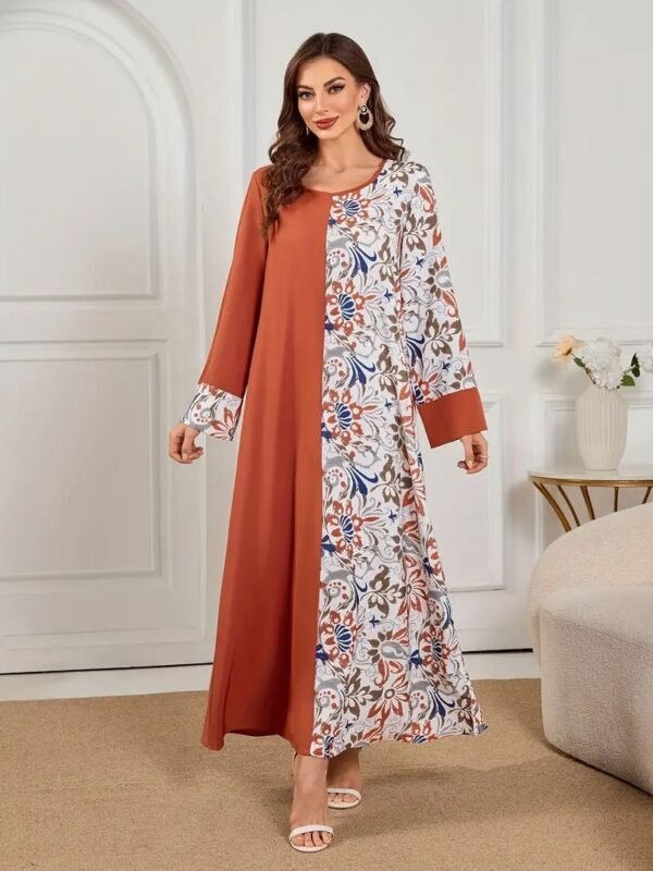 Kaftan Pattern Dress - Elegant Printed Long Maxi Dress